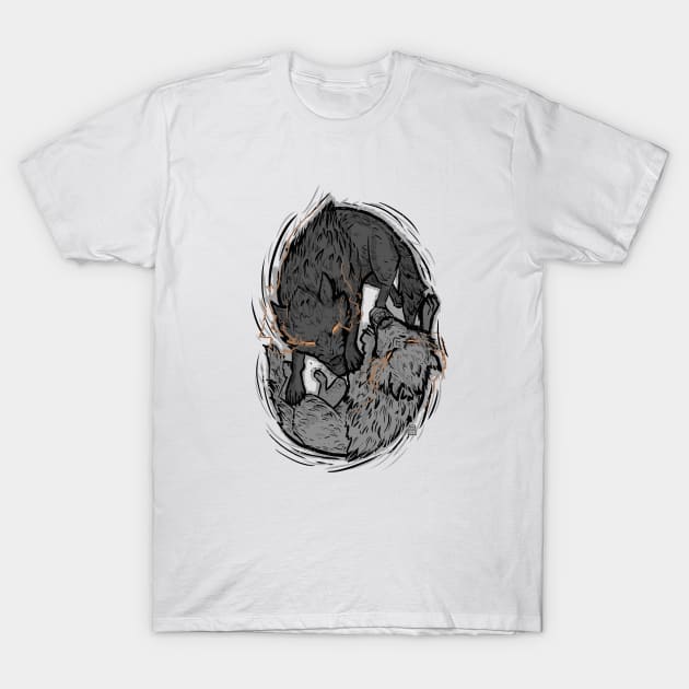 Two Wolves T-Shirt by dRons